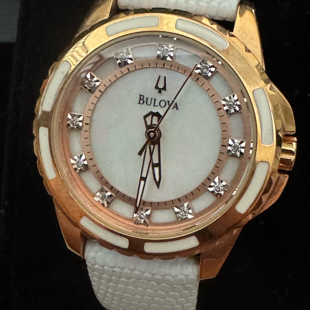 Bulova Gold-Tone Watch with White Accents